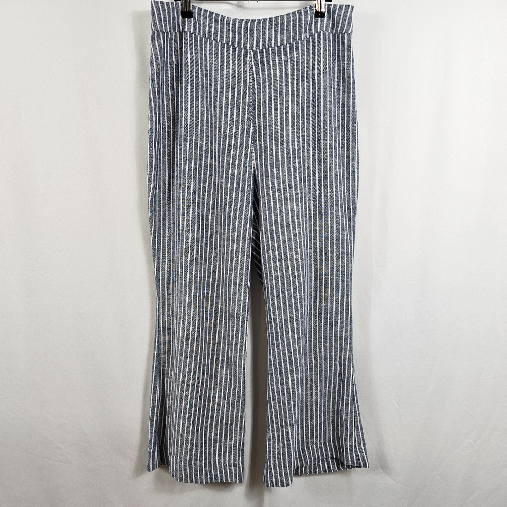 Free People Blue and White Striped Wide Leg Pants
